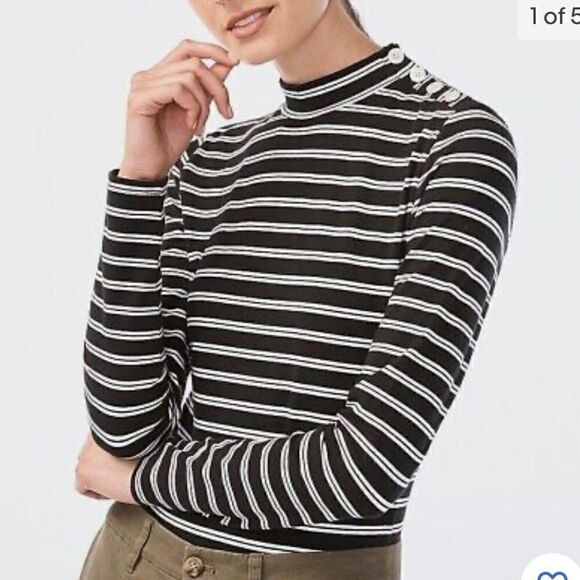 J Crew black and white striped bodysuit. Sz S - Picture 1 of 8